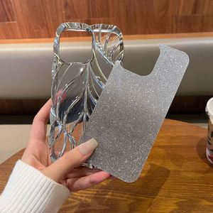 Coque de téléphone de luxe avec placage de feuilles d'arbre 3D, couleur dégradée, paillettes, pour iPhone 16 Pro Max 15 14 13 - Product Image 2