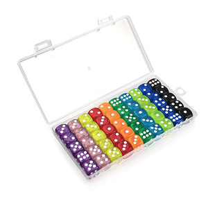 Juego de 50 Dados D6 Transparentes de 14 mm, Coloridos, con Caja de Plástico para Juegos de Mesa, KTV, Bar, Enseñanza de Matemáticas, Venta al Por Mayor - Product Image 1