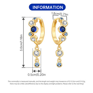 Pendientes/argollas de cobre blanco con degradado azul burbuja al por mayor, un regalo versátil de verano para niñas. - Product Image 2