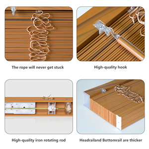 Hot Sale French Rustic Plain Rope Easy Hook Cordless Pleated <b>Blinds</b> - Product Image 5