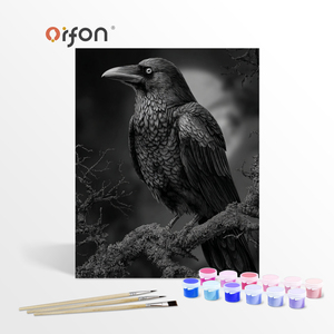 Orfon Tự Làm Sơn Bằng Số Kit-Màu Đen & Trắng <span class=keywords><strong>Raven</strong></span> Nghệ Thuật Kỹ Thuật Số Sơn Edgy Động Vật Trang Trí Nội Thất Nguồn Cung Cấp Thủ Công - Product Image 1