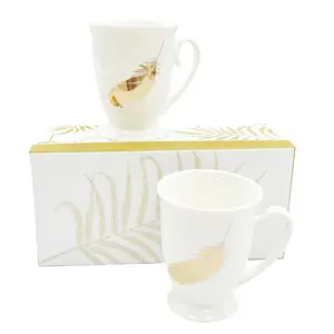 Promotional festival ceramic mugs gifts cheap gold leaf Ceramic Mug sets