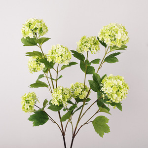 Fleurs artificielles QIHAO en forme de boule de neige, 5 têtes, haute simulation, pour décoration de mariage et de maison, fleurs en plastique et soie - Product Image 3