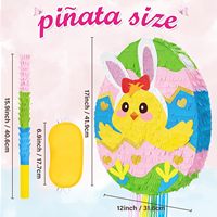 Piata en carton pour œufs et lapins de Pâques, décoration de fête pour enfants, bâton de masque pour les yeux - Design mignon œuf de poussin pour anniversaire et printemps