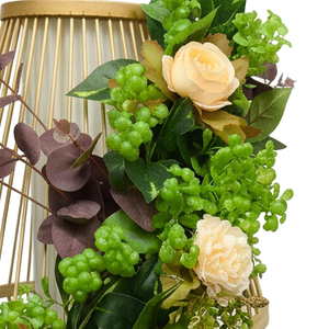 Artificial Hanging Floral Basket with Greenery Vine Decorative Metal Frame Planter for Home Garden <b>Wall</b> Decor - Product Image 5
