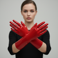 Gants courts en latex naturel à 100 %, ajustés, en caoutchouc rouge pour cosplay, soirée, clubwear, service de découpe tendance