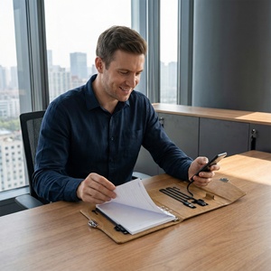Nouvel Arrivage 2026 <span class=keywords><strong>Rongyi</strong></span> Carnet A5 96 Feuilles en Cuir avec Serrure Intelligente à Empreinte Digitale, Reliure Cousue et Power Bank Intégrée - Product Image 5