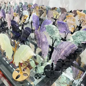 Tự nhiên septarium fluorite đá quý cánh rêu mã não thạch anh tinh thể thiên thần cánh