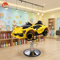 Fauteuil de coiffure moderne pour enfants, design voiture de course, électrique, avec musique intégrée, pour salon de coiffure pour enfants