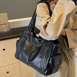 Sac fourre-tout décontracté grand format <span class=keywords><strong>en</strong></span> cuir PU souple, style rétro europé<span class=keywords><strong>en</strong></span> et américain, durable, pour femmes, avec plusieurs poches et rivets, idéal pour les voyages d'affaires - Product Image 4