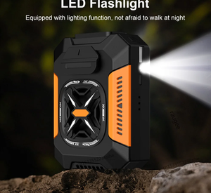 Ventilateur portable à suspendre à la taille, rechargeable par USB, pour une utilisation extérieure toute la journée, avec batterie externe et éclairage intégrés. - Product Image 6