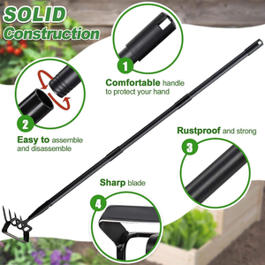 Heavy Duty Adjustable Garden Fork - <b>Lawn</b> <b>Aerator</b> Tiller Fork <b>for</b> Soil Loosening & Yard Maintenance, Durable Metal Gardening <b>Tool</b> - Product Image 2