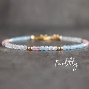 <strong>Fertility</strong> Faceted Crystal Beads <strong>Bracelet</strong> Rose Quartz Moonstone Aquamarine <strong>Bracelets</strong> Pregnancy IVF Gift Mom - Product Image 1