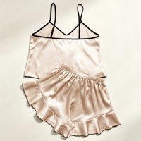 Ensemble de pyjama d'été sexy pour femme : débardeur et short, tenue décontractée à col en V