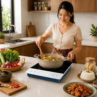 Cuisinière à induction haute puissance 2000W, cuisinière électrique portable, chauffage rapide, contrôle tactile, minuterie