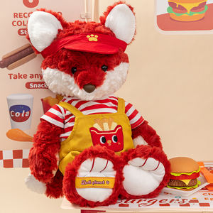 Muñecos de Peluche de la <span class=keywords><strong>Serie</strong></span> de Animales de Dibujos Animados al por Mayor, Divertidos y Lindos Regalos para Niños, Peluche de Zorro Rojo con Papas Fritas - Product Image 3