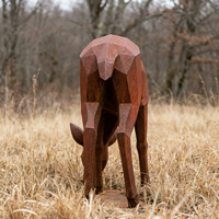 Estatua de Ciervo de Acero Resistente a la Intemperie, Acabado Marrón Tierra, Bajo Mantenimiento, Decoración para Jardín, Escultura para Paisajes Forestales