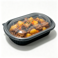 Boîte à lunch jetable en PP, prix de gros, pour préparation de repas, 2 compartiments, anti-fuite, compatible micro-ondes, conteneur alimentaire en plastique