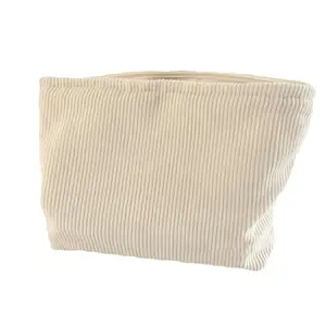 Wholesale Travel Shopping Electronic Accessories Toiletries Medicine Portable White Corduroy Makeup Zipper Bag