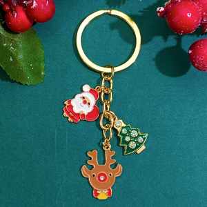 Hot Christmas Keychain Cute Santa Claus Elk Snowman Metal Key Chains Key Rings Cartoon Doll New Year Decor Xmas Enamel Keychain - Product Image 2