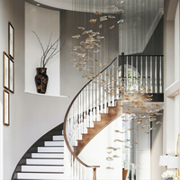 Lustre en verre courbé en forme d'oiseau, design artistique, lampe suspendue en verre taillé irrégulièrement sur mesure pour hall d'hôtel, villa, escalier