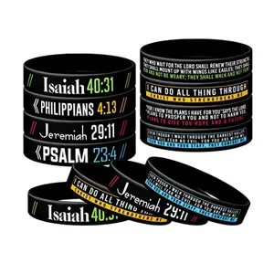 Pulseira de pulso personalizada, pulseira fitness de borracha de silicone para faça você mesmo com mensagem