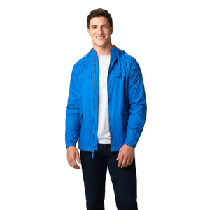 Veste coupe-vent en toile pour homme, col montant, logo frontal, haute qualité, pour l'extérieur, personnalisable, collection automne 2026 - Product Image 1