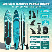 Planche de paddle gonflable Skatinger Pro 11 pieds, large planche de surf avec 14 anneaux en D, équipement de pêche pour pêcheurs
