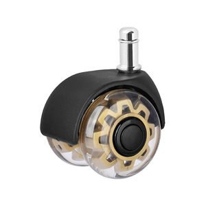 Modern Swivel Furniture Caster <b>with</b> Transparent Double <b>Wheel</b> Polyurethane Silent Design Threaded Stem No Brake - Product Image 1