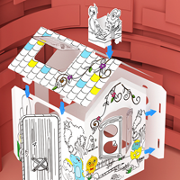 Kit de voiture à colorier en carton DIY pour enfants, maisonnette 3D à peindre avec marqueurs, jouet éducatif interactif d'art et de jeu d'imitation