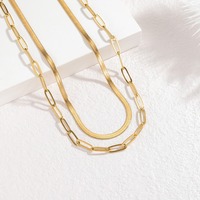 Collier Minimaliste Plaqué Or à Maillons Trombones, Style Vintage Intemporel, Superposé, Hip Hop, Bijoux Personnalisés, Vente en Gros TGXL15285