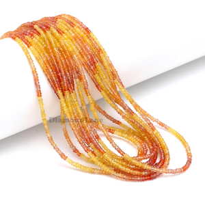 Cuentas de piedra Rondelle facetadas de zafiro amarillo Natural de grado AAA, cuentas de piedras preciosas sueltas para la fabricación de joyas - Product Image 3