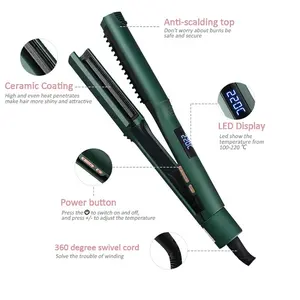 Professional Newest Wide Plate Hair Straightener Keratin PTC Heater with LED Display One Curling Iron for Salon Use