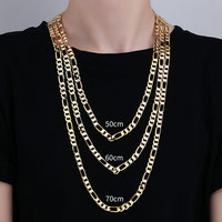 Colliers chaîne Figaro à maillons cubains étanches pour hommes de luxe mode plaqué or en alliage de Zinc pour cadeaux chrétiens