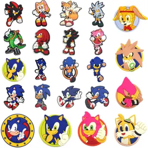 Gamepad Pixel Sonic Trò Chơi 2024 Mới Đến Cổ Điển Phim Hoạt Hình Bán Buôn Tùy Chỉnh PVC Giày Trang Trí Clog Charms