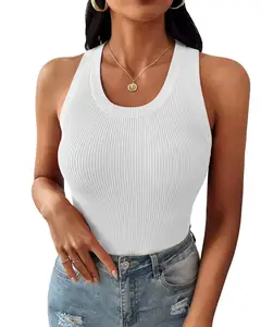 Women's Racerback Ribbed Sweater Tank Tops Sleeveless Knit Vest