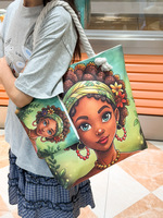 Sac fourre-tout en toile noire grande capacité pour femme, motif africain uni, avec fermeture éclair, sac à bandoulière tressé portable