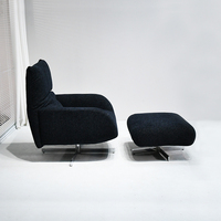Fauteuil de salon pivotant moderne avec ottoman, dossier haut, tissu texturé, fauteuil inclinable, ensemble fauteuil d'appoint et repose-pieds pour salon et bureau