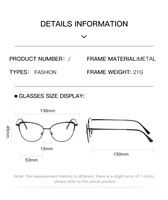 Nouvelles Lunettes Photochromiques Anti-Lumière Bleue Monture Métallique Œil de Chat Tendance Unisexe