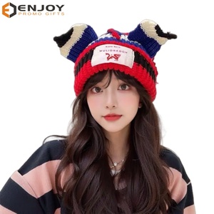 หมวกบีนนี่หู<span class=keywords><strong>แมว</strong></span>ลายทางน่ารักสำหรับฤดูหนาวหมวกบีนนี่มีหูสำหรับผู้หญิงหมวกบีนนี่ลายสัตว์ออกแบบโลโก้ได้ตามต้องการ - Product Image 4