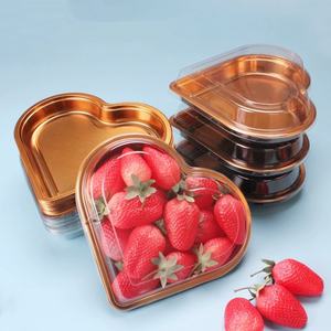 حاوية تعبئة ذهبية شفافة للاستخدام مرة واحدة على شكل قلب للحيوانات الأليفة للفراولة والسوشي والكرز للسلطة - Product Image 5