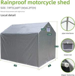 Abri à vélos <span class=keywords><strong>en</strong></span> acier pour l'extérieur, 8x6 pieds, robuste, <span class=keywords><strong>en</strong></span> <span class=keywords><strong>PVC</strong></span> imperméable, résistant au vent, porte enroulable, fenêtre <span class=keywords><strong>de</strong></span> ventilation, résistant aux UV, rangement - Product Image 6