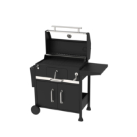 Gril à charbon de bois de cour haut de gamme avec grande table d'appoint de finition enduite de poudre de verre de qualité pour les fêtes en plein air