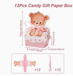 DAMAI Wholesale Bear-Themed Foldable <b>Candy</b> <b>Box</b> with Ribbon for Baby Birthday Parties Decorative Gift Paper <b>Box</b> - Product Image 5