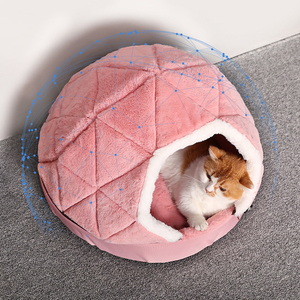 Peppy Buddies New Design Fresh Dual-use Triangle Semi-Closed Coral Fleece Breathable Sustainable All Seasons Pet House Cat <b>Bed</b> - Product Image 2