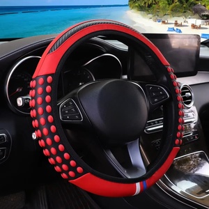 Productos automotrices Carbon <span class=keywords><strong>Tiny</strong></span> Silicone Massage Pellet Funda de cuero para volante sin anillo interior Se adapta a 14,5-15 pulgadas - Product Image 1