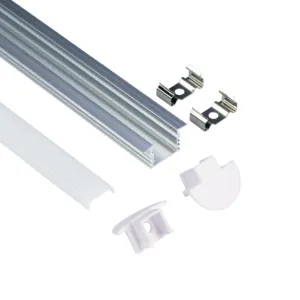 Sistema de canal LED Perfil de extrusión de aluminio plateado Pista de carcasa para tira de luz con forma de U