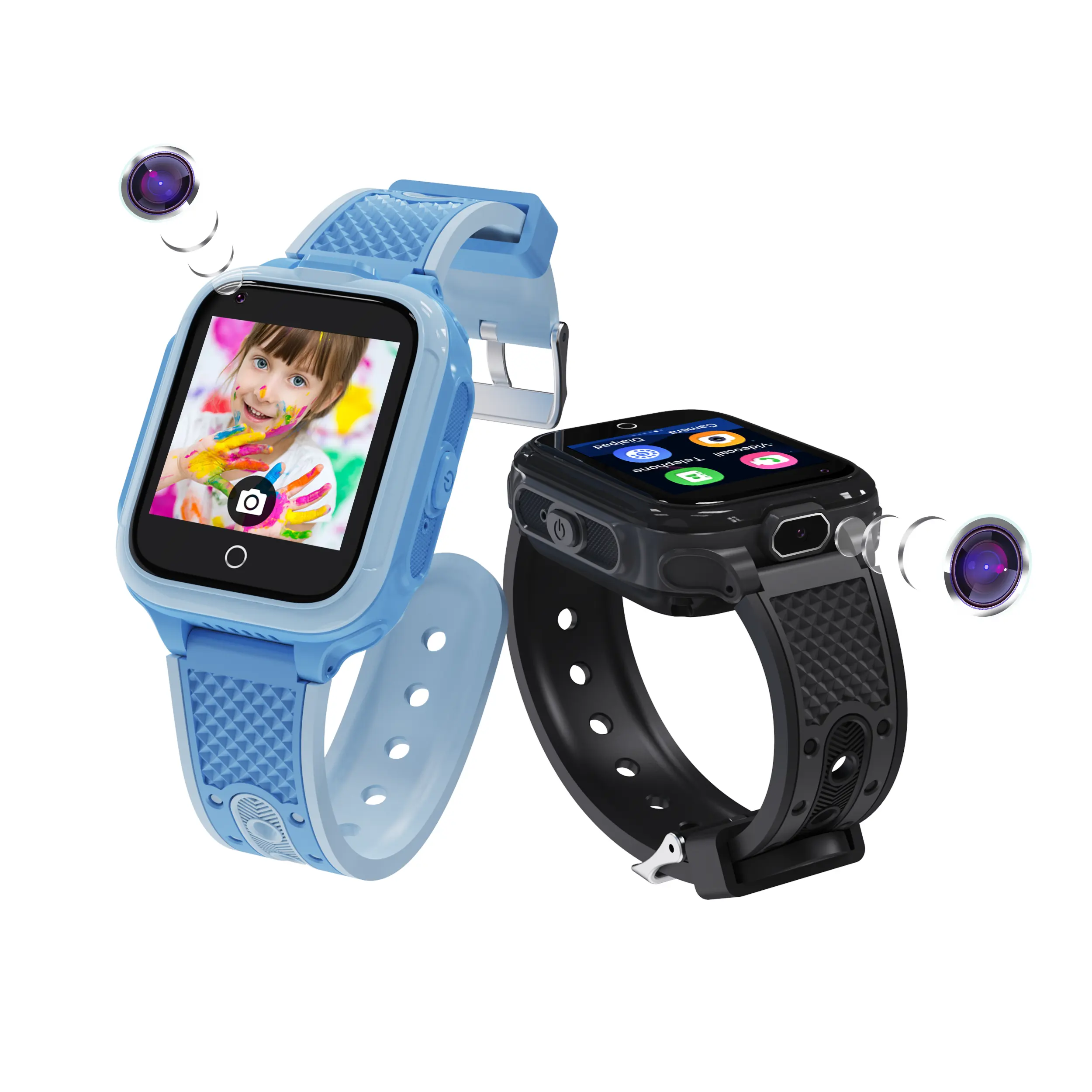 New Dual Cameras Kids GPS Smart Watch Call Sos Video Calling Games Voice Chat Alarm Ip67 Waterproof Baby Smart Watch Phone