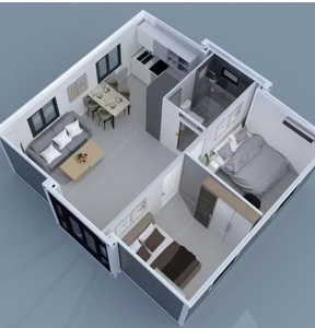 Maison conteneur modulaire moderne préfabriquée avec chambres, structure en acier galvanisé extensible 20/40FT, panneaux sandwich en bois et ailes pliables - Product Image 4