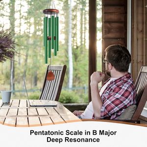 37-inch Green Aluminum Garden Wind Chimes <b>Waterproof</b> European Style Outdoor & Indoor Decor Classical Music Festival Gift - Product Image 6